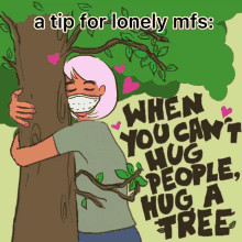 Earth Day People Hug Tree Illustration GIF