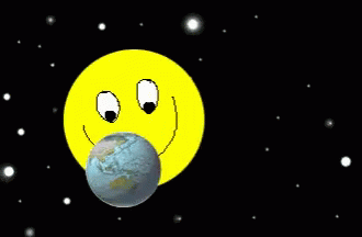 Earth Rotation Around Smiley GIF
