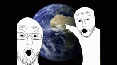 Earth Spinning Shocked Face Pointing GIF