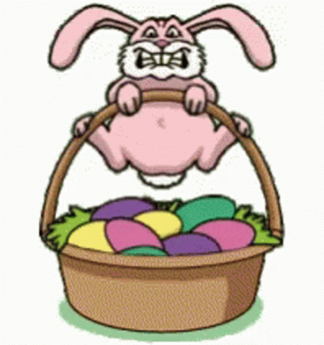 Easter Funny Bunny Laying Eggs GIF
