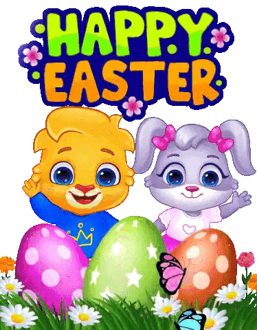 Easter Greeting With Bunny Boy and Girl