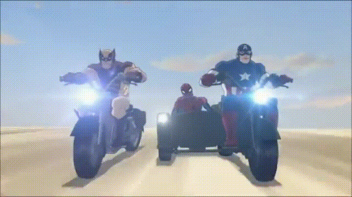 Easy Rider Superheroes GIF