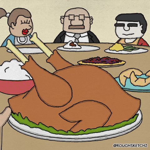 Eating Aggressively Animated Thankgiving GIF