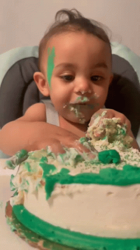 Funny Kid Eating Cake GIF