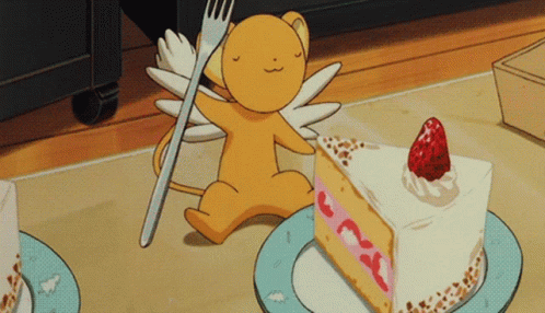 Sakura Card Captor Cerberus Eating Cake GIF