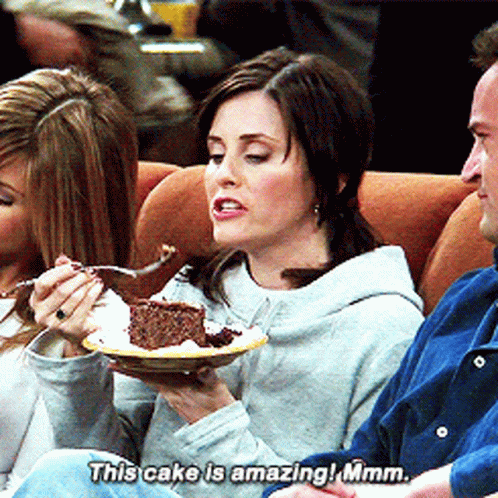 Friends Monica Eating Cake GIF