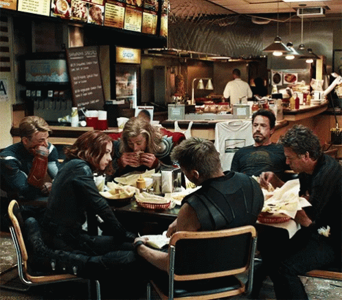 Eating Out Avengers Superheroes Dinner GIF