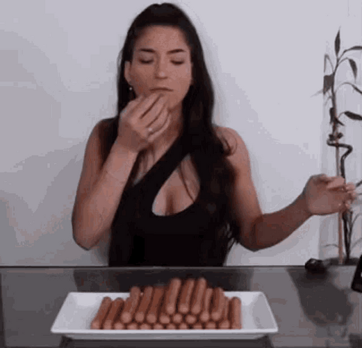 Eating Sausage Hotdog GIF