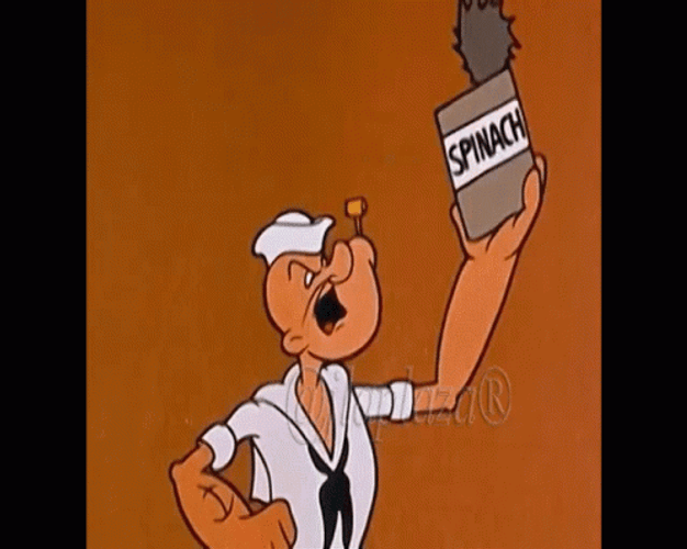 Eating Spinach Popeye Power Up GIF
