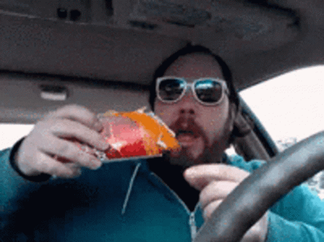 Eating Taco Bell Inside The Car GIF