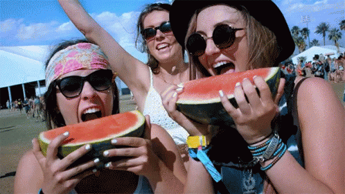 Eating Watermelon Coachella Girls Party GIF