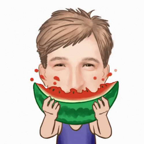 Eating Watermelon Happy Man Animation GIF