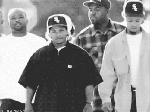 Eazy E Black And White Shot With Gang GIF