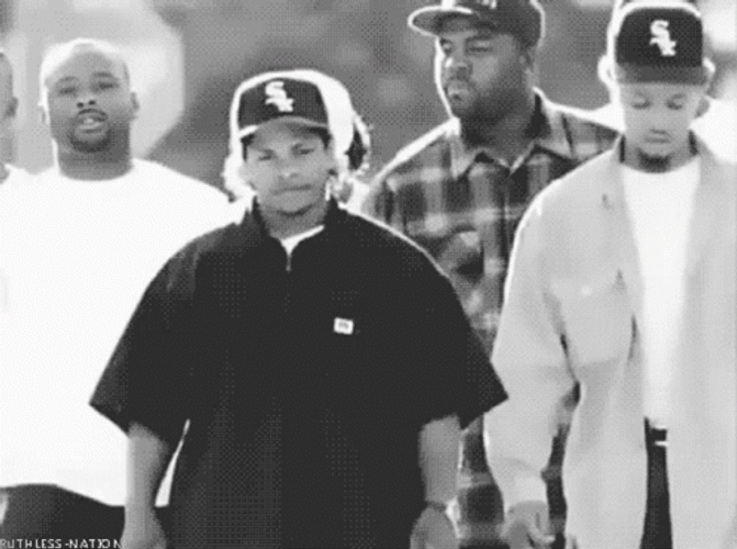 Eazy E Black And White Shot With Gang GIF