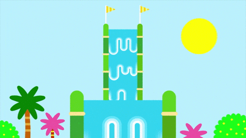 Ecstatic Duggee Cartoon Waterslide GIF