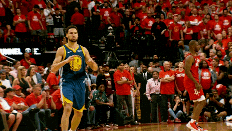 Ecstatic Klay Thompson Acknowledging Crowd GIF