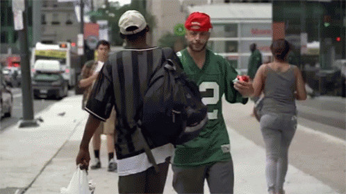 Ed Bassmaster Hugging Man On Street GIF
