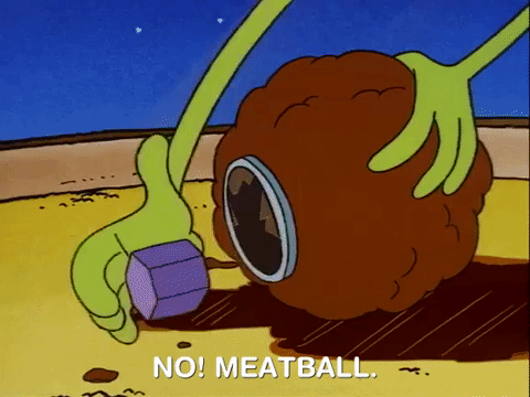 Ed Bighead Picking Up A Meatball GIF