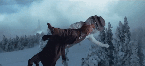 Ed Sheeran Flying With Snow Man GIF