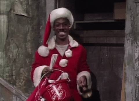Eddie Murphy Santa Suit Ringing Bell GIF