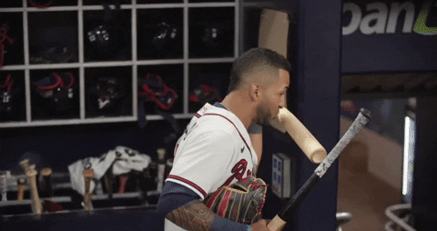 Eddie Rosario Kissing The Baseball Bat GIF
