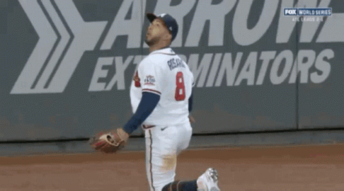 Eddie Rosario Slow Motion Baseball Ball Catch GIF