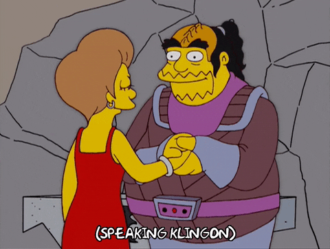 Edna Krabappel Holding Hands With Klingon The Simpsons GIF
