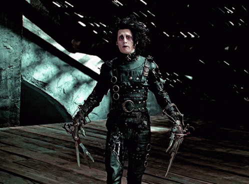 Edward Scissorhands Holding Scissors