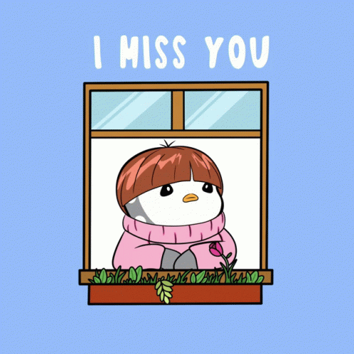 Cute Penguin Looking Out Missing You GIF