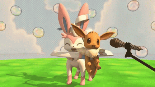 Eevee And Sylveon Singing Evolutions GIF