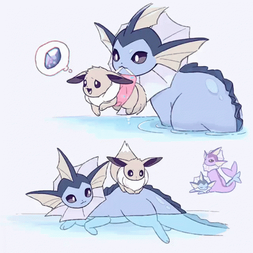 Eevee And Vaporeon Playing GIF