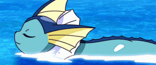 Eevee And Vaporeon Swimming Together GIF