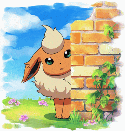 Eevee Hides Behind Bricks Evolutions GIF