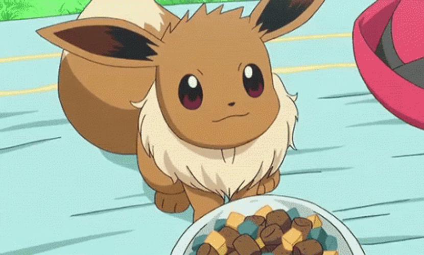 Eevee Pokemon Happy Food Eating Nod GIF