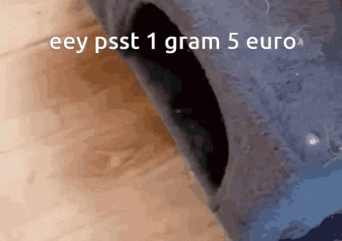 Eey Psst 1 Gram 5 Euro Is Written On A Gray Background GIF
