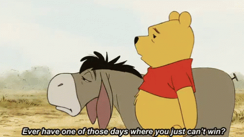 Eeyore And Winnie The Pooh Are Standing Next To Each Other With The Words Ever Have One Of Those Days GIF