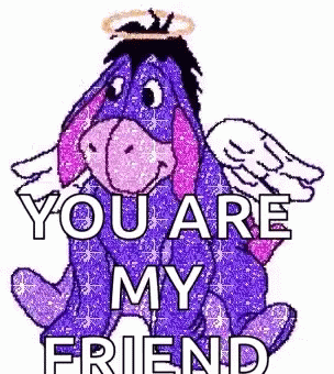 Eeyore From Winnie The Pooh Is Wearing A Halo And Wings And Is Sitting Down . GIF