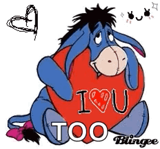 Eeyore Holding Heart Saying I Love You