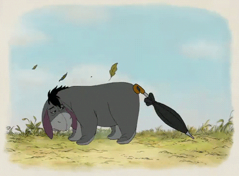 Eeyore Holding Umbrella in Mouth