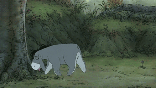 Eeyore Lying on Ground Next to Tree