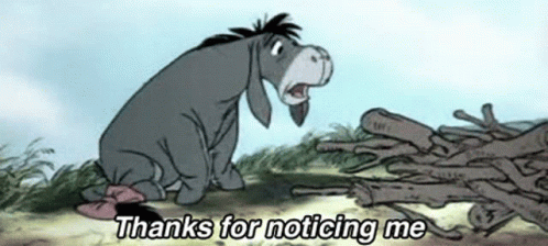 Eeyore Sitting on Logs Thanks for Noticing Me