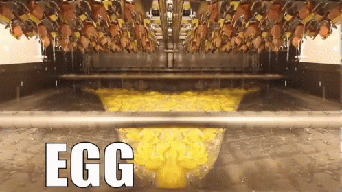 Eggs Being Cooked in a Machine With Egg Text
