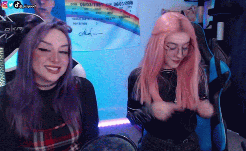 Streamer Egirls Laughing Together GIF