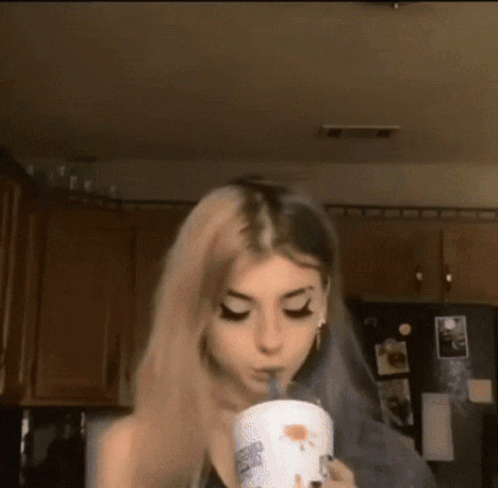 Cute Egirl Drinking GIF