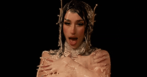 Egirl In Gold Dress GIF