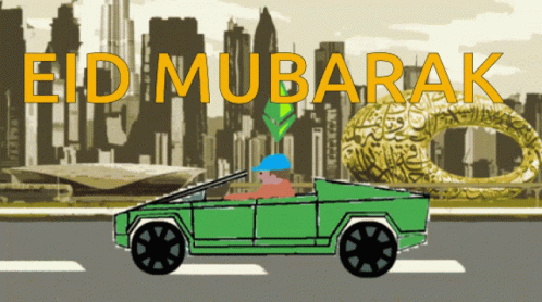 Eid Mubarak City Car GIF