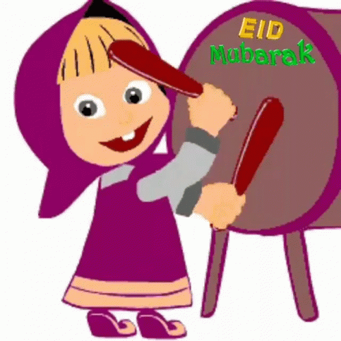 Eid Mubarak Girl Drum Slamming GIF