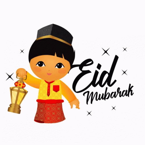 Eid Mubarak Girl Islamic Lantern GIF