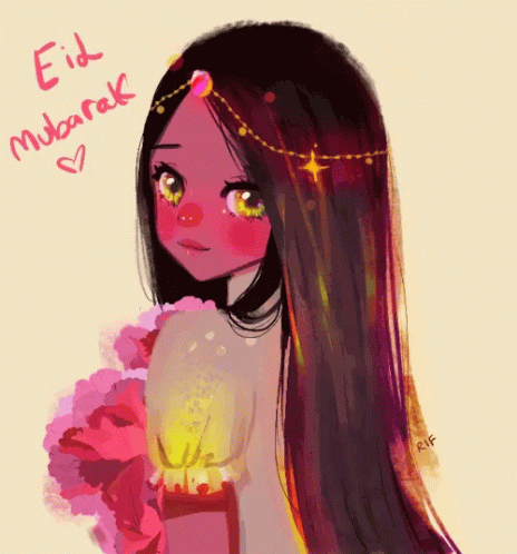 Eid Mubarak Oil Paint Girl GIF