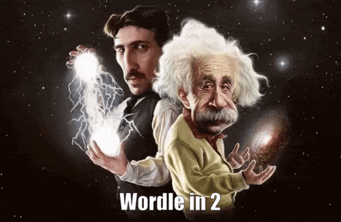 Einstein and Tesla Wordle in 2